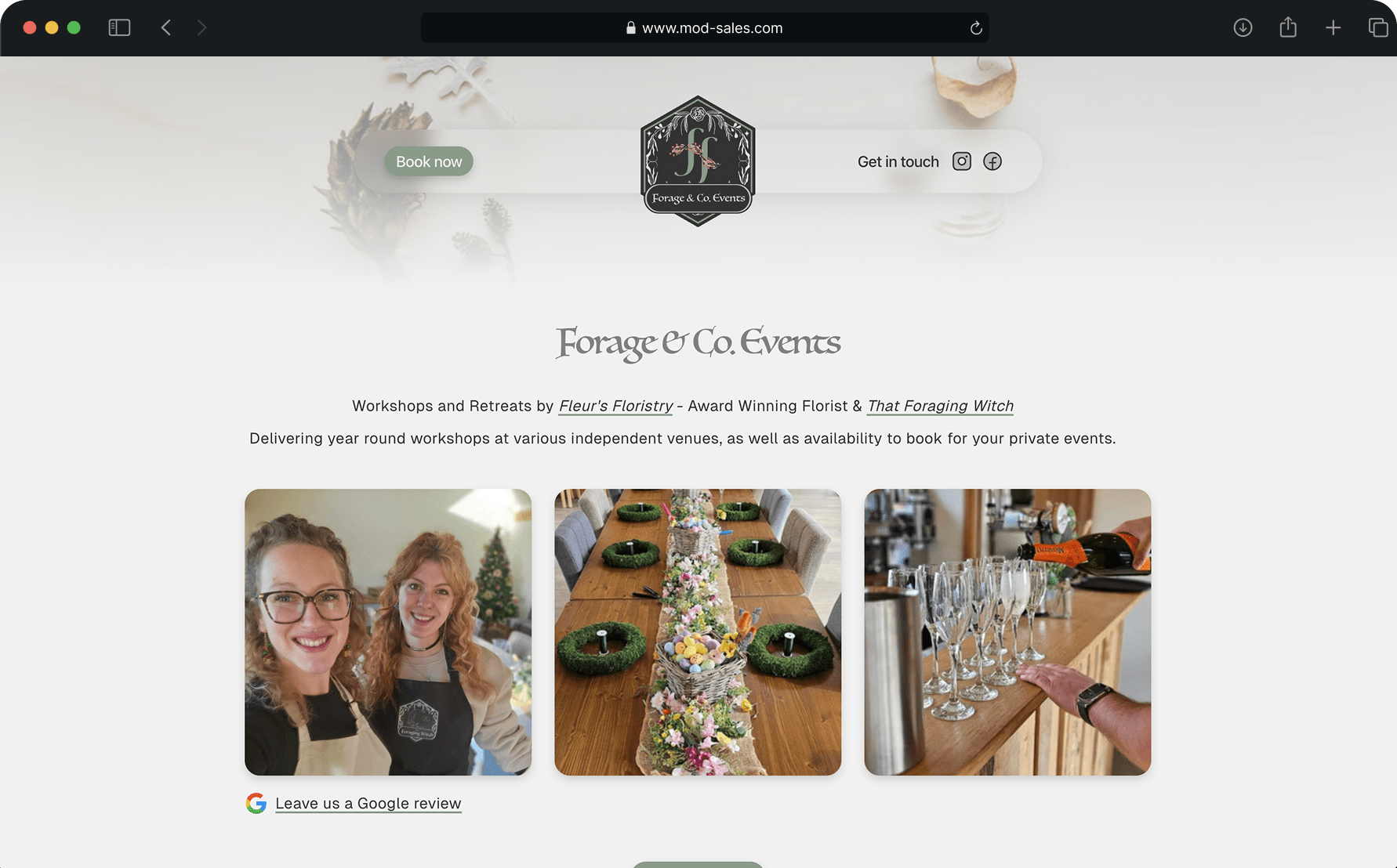 Forage & co events mockup